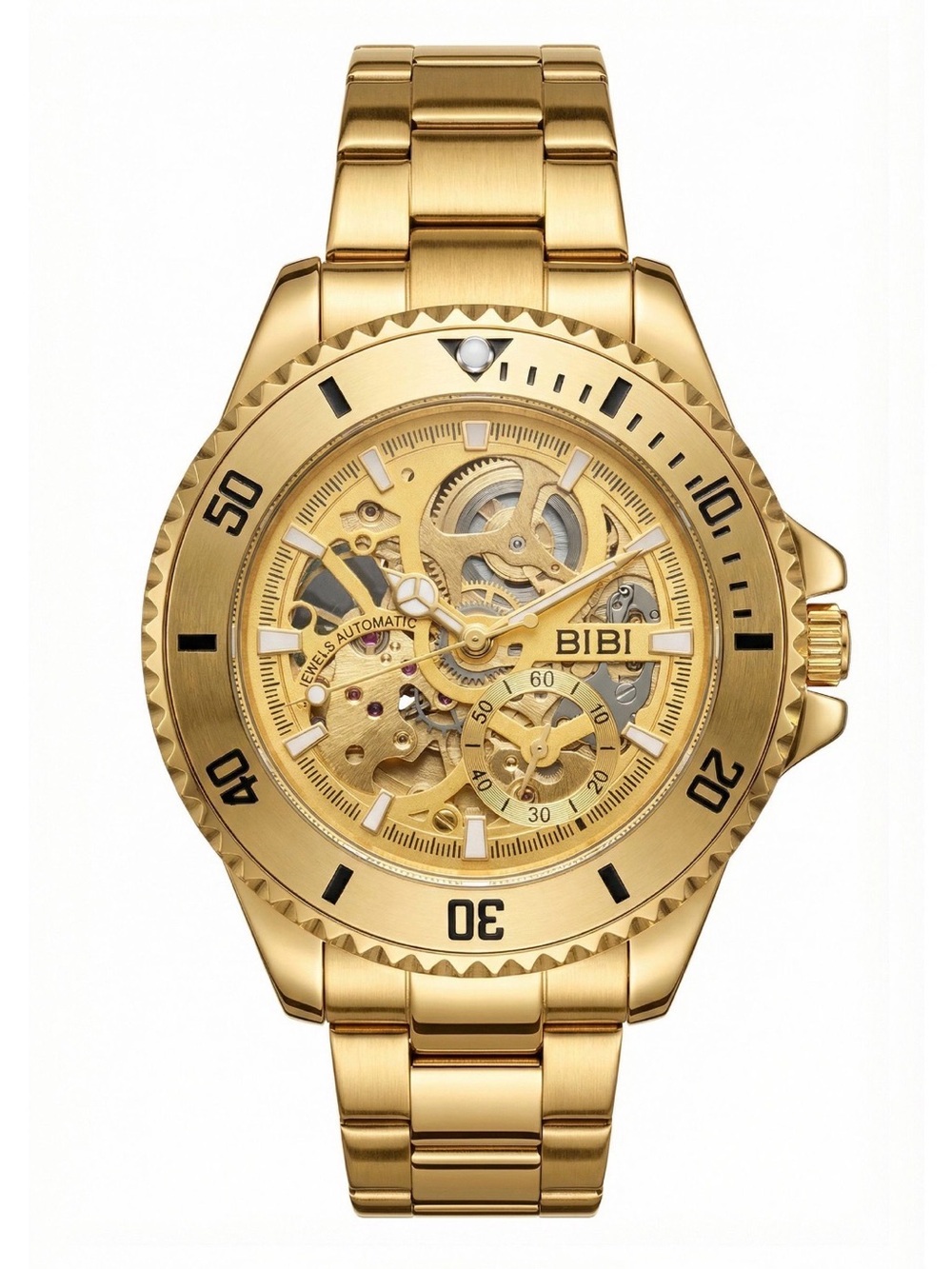 BiBi Gold Skeleton Automatic Men's Watch with Bracelet
